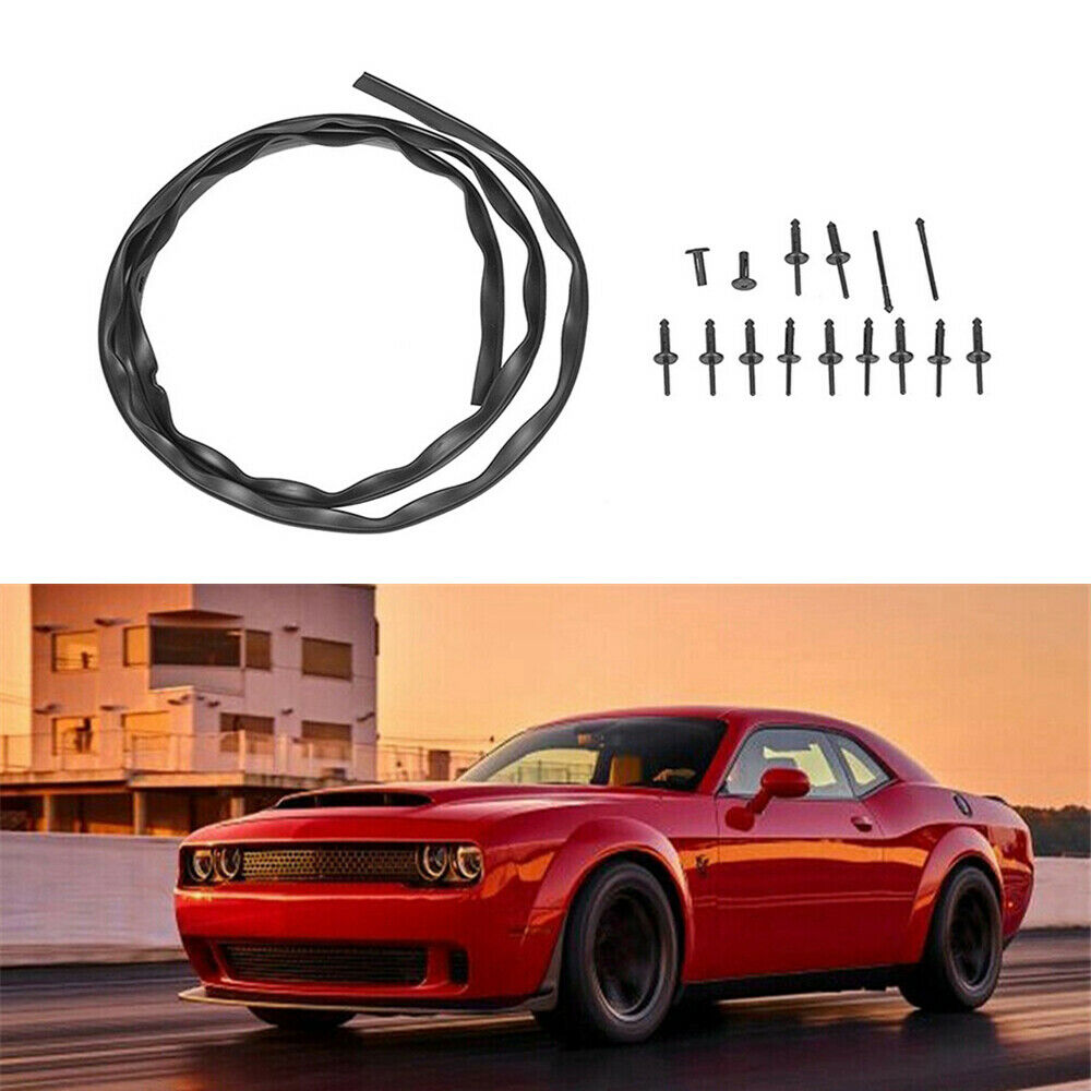For 2008-2019 Dodge Challenger Front Hood Bumper Weatherstrip Seal w/ Rivets Kit