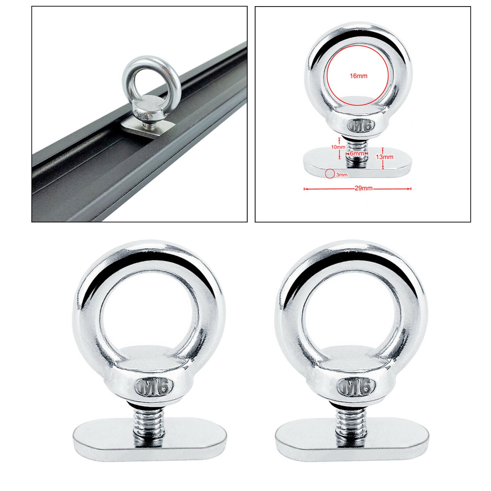 2x 304 Stainless Steel Marine Boat Kayak Canoe Eyelet Screws Retainer Eyelet