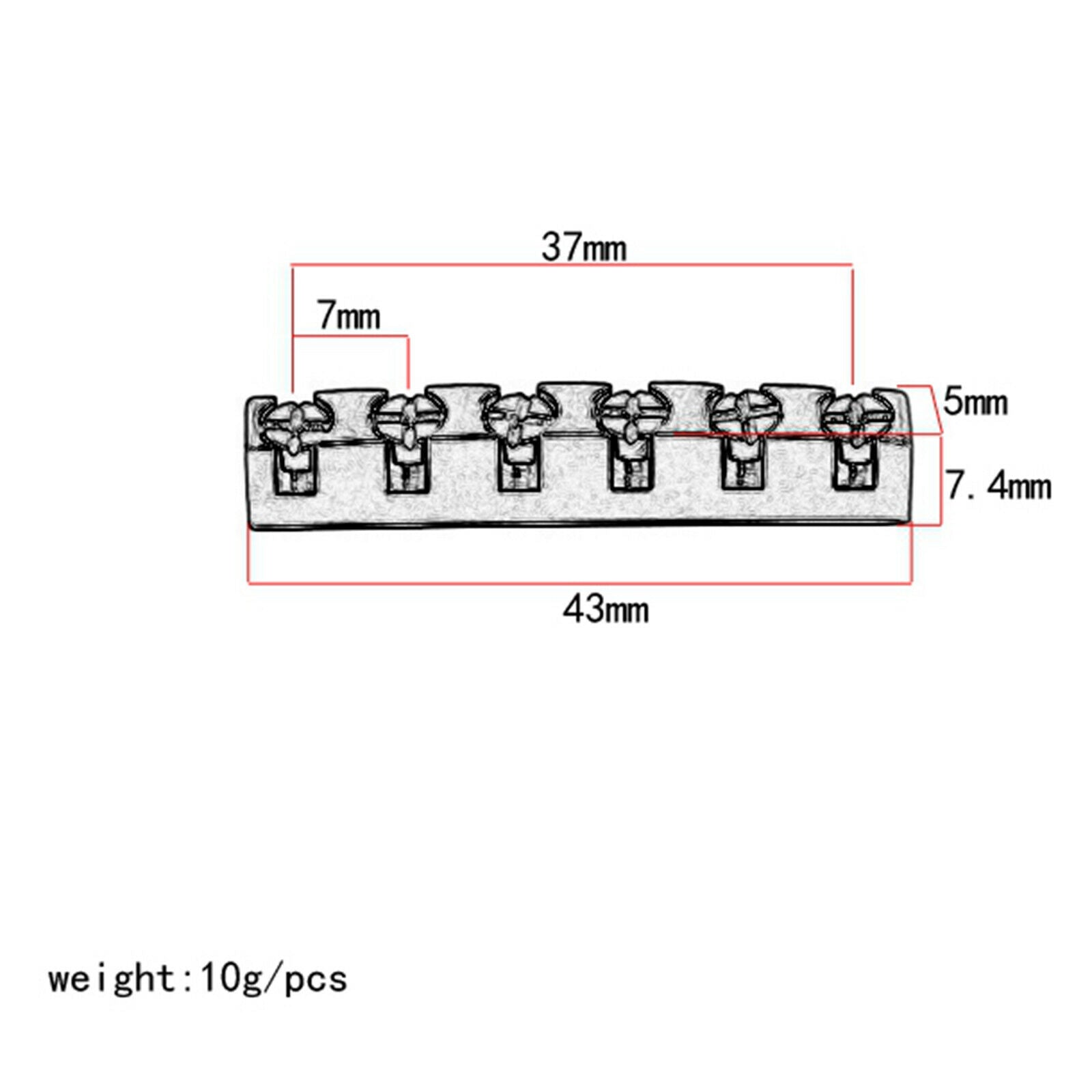 6 String Bass Nut Slotted Height Adjustable Electric Bass Replacement Parts