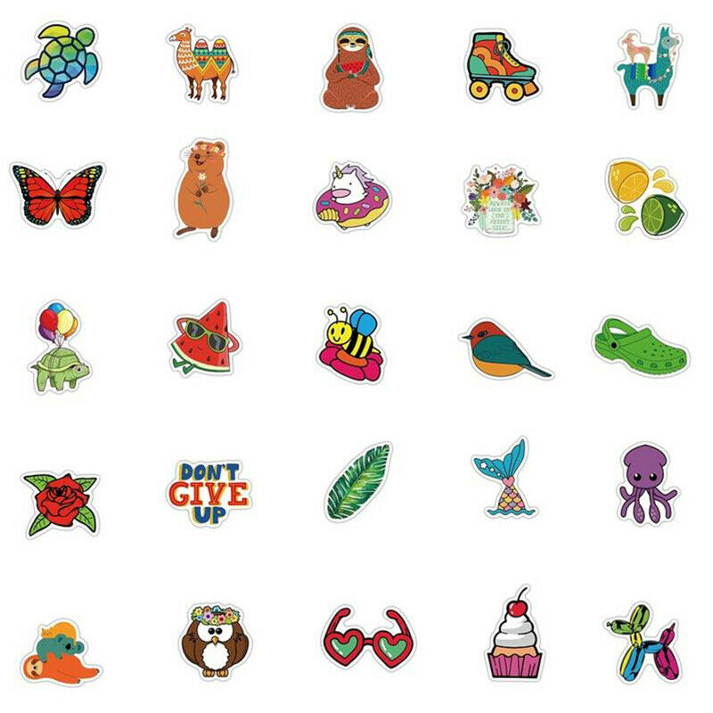 50Pc Cute Cartoon Stickers For Notebook Luggage Guitar PVC Graffiti Stick.l8