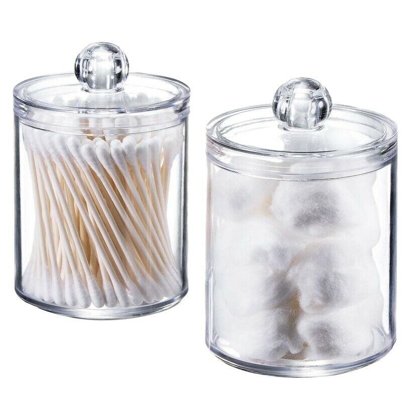 1X(Dispenser Apothecary Jars Bathroom Holder Storage Canister Clear Plastic 8P9)