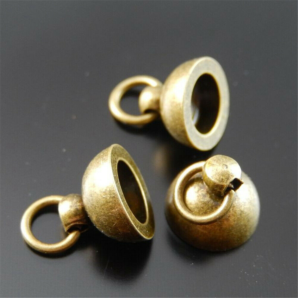 30pcs Retro Bronze Pot Cover Lid Charm Alloy Dome Cap Pendant Jewelry Making 8mm