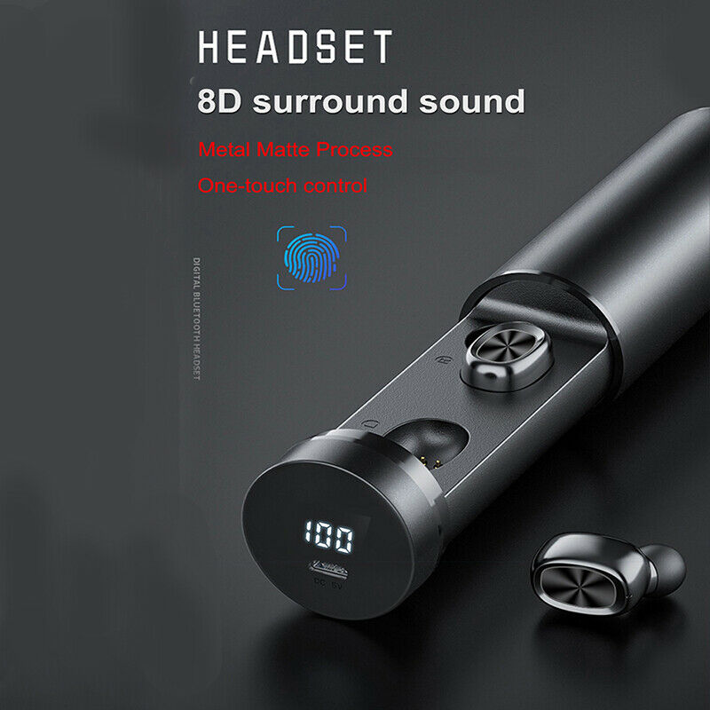 Bluetooth 5.0 Headset Wireless Earbuds Stereo Headphones Smart Touch Control