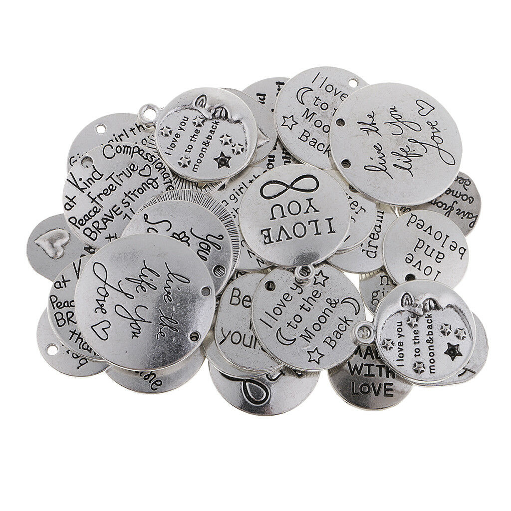 Mixed 34pcs Words Pendants Charms DIY Tags Necklace Jewelry Making Crafts