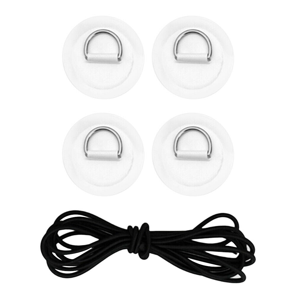 2X D Ring Pad Patch Boat Deck Bungee Rope Kit for Stand Up Paddle Board White