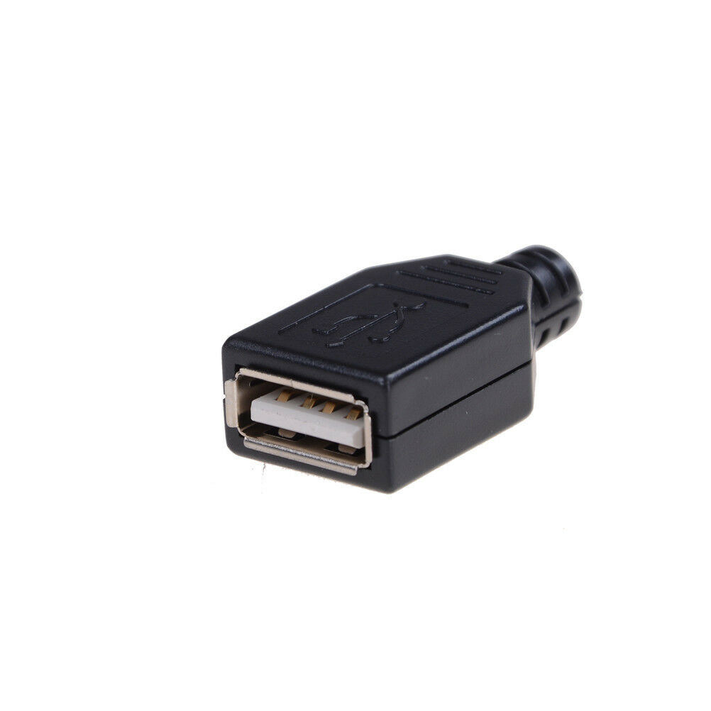 10X USB2.0 Type-A Plug 4-pin female Adapter Connector jack&Black Cover gvP0 WF