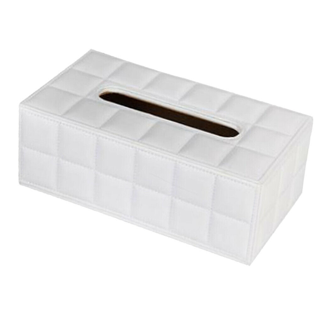 2X PU Leather Tissue Box Cover Pumping Paper Napkin Holder Box Pure White