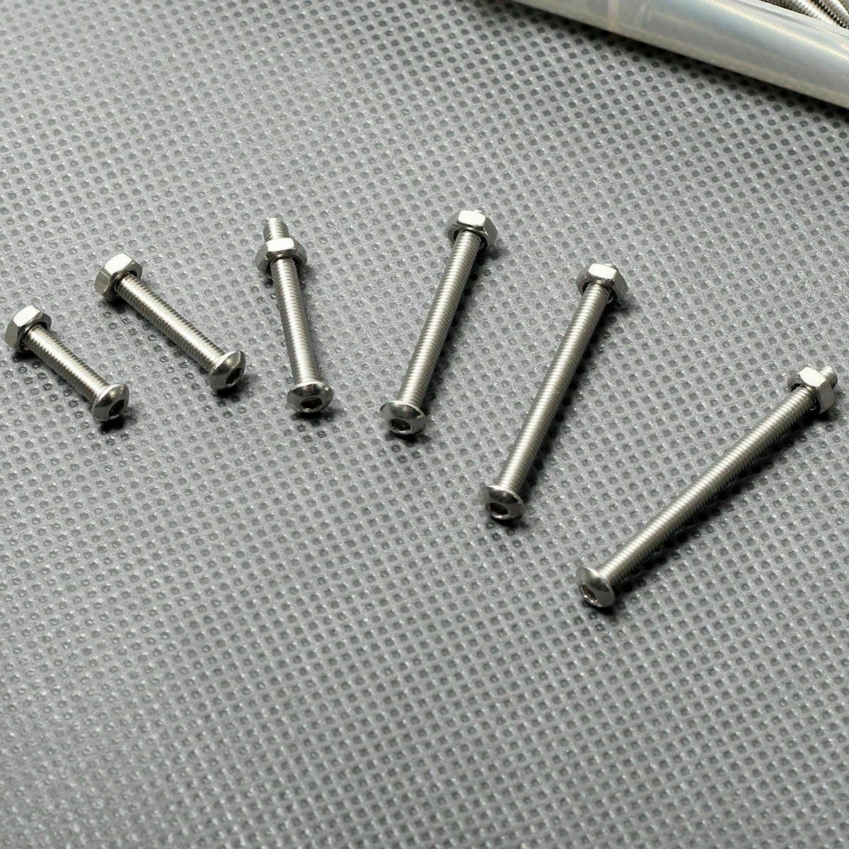 240pcs M3 Stainless Steel Cap Head Hex Socket Screw Nut Assortment Kit With Box