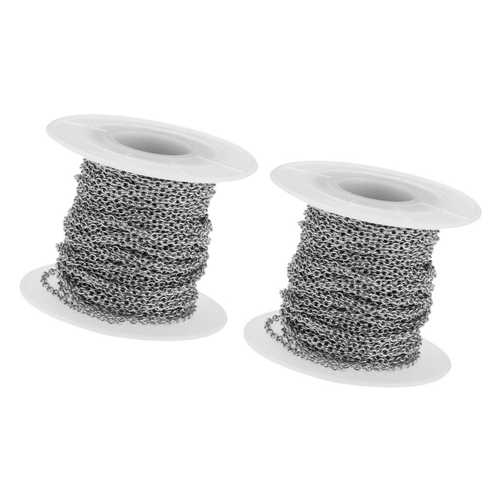 2 Roll Stainless Steel Cable Chain for Men Women Jewelry Pendants Bracelet