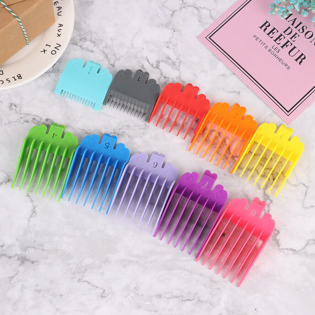 10pcs Barber Shop Styling Comb ts Clipper Hair Limit Comb Trimmer Attachm BW Kt