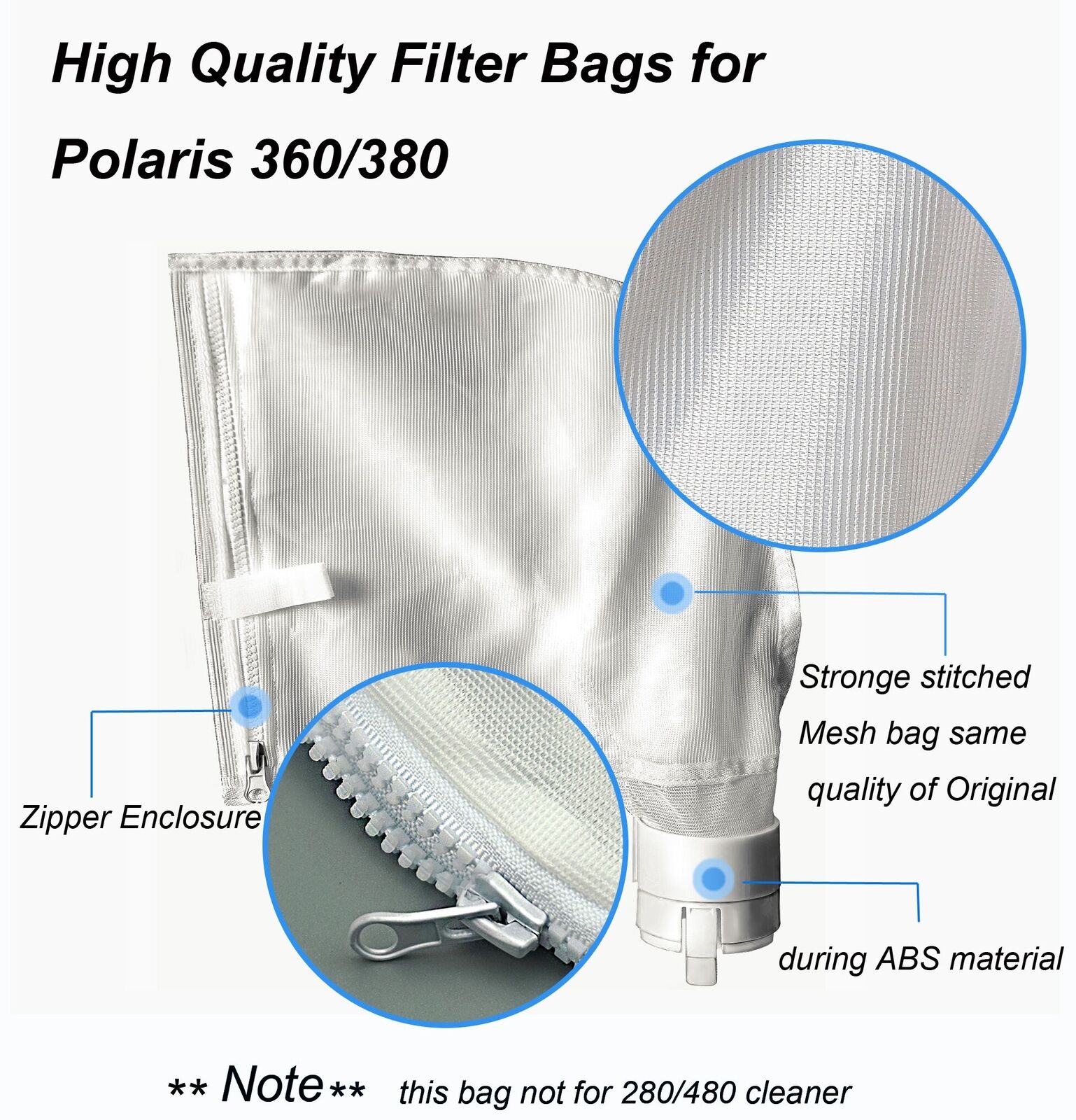 Pool  filter bag for Polaris 360 or 380 (2 Pack) Mega All Purpose Bags