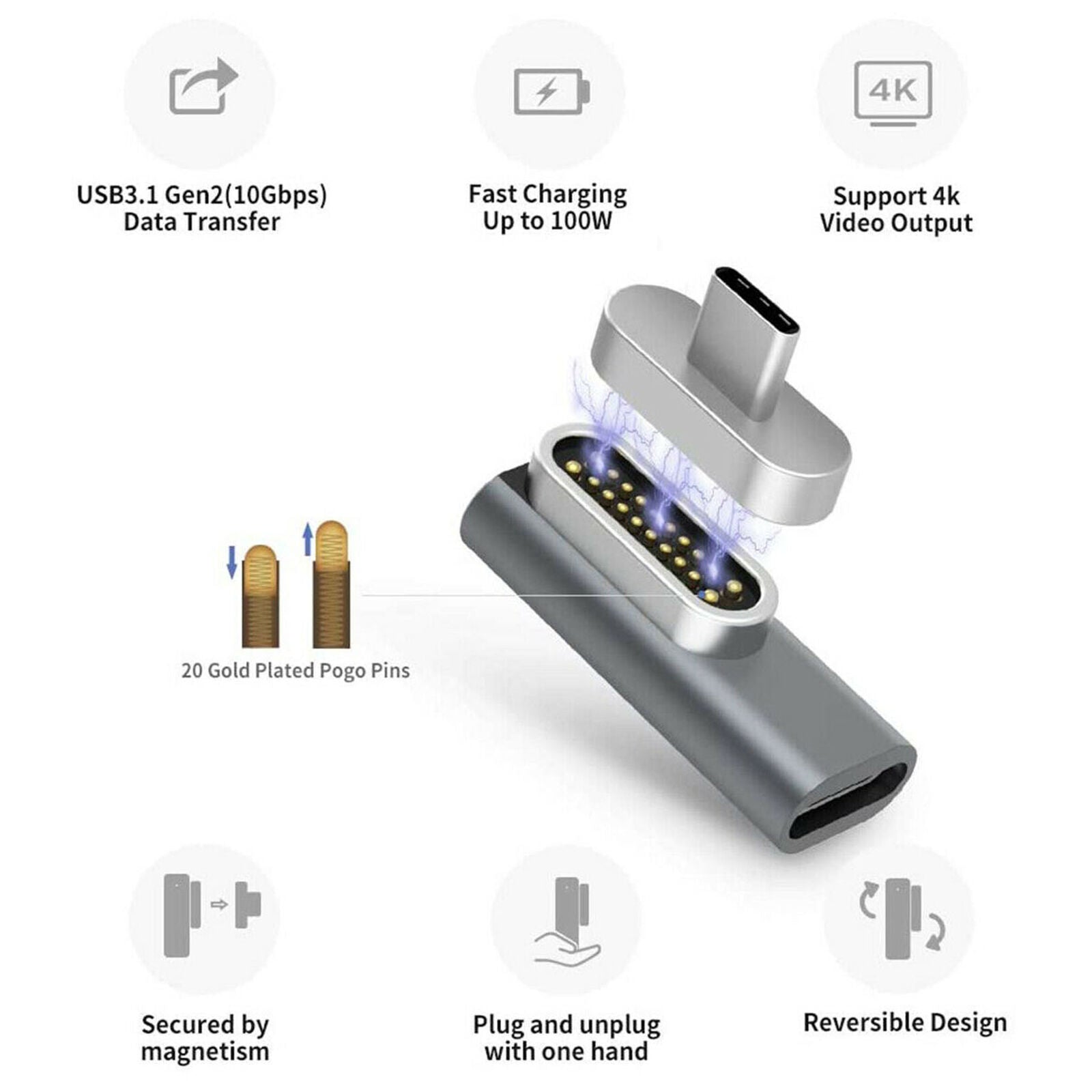 Magnetic USB C Adapter 20 Pin Magnet to USB Type C Unviersal Converter