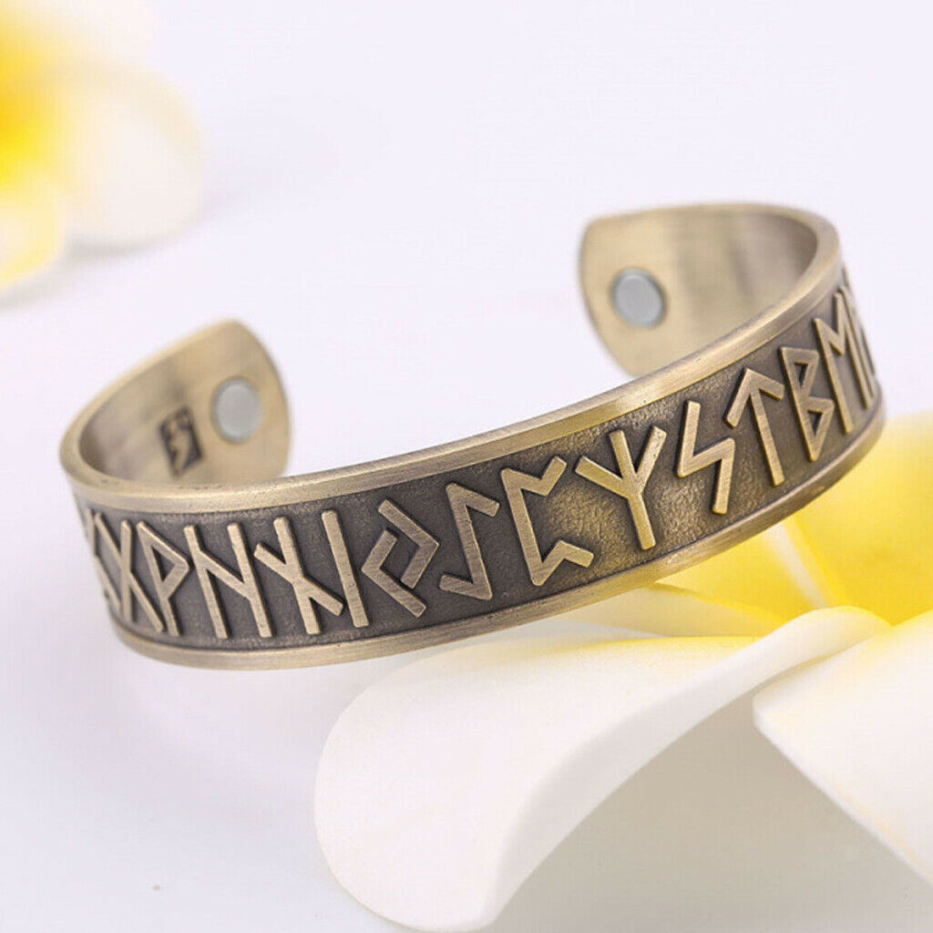 2pcs Nordic Viking Scandinavian Runes Jewelry Bracelet Wide Cuff Wristband