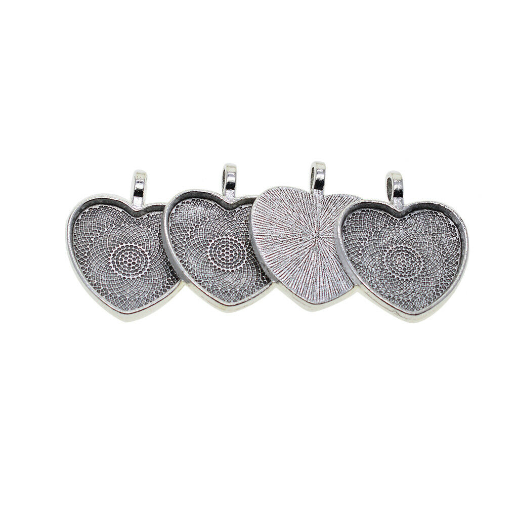 20Set Heart Blank Cabochon Trays Charms Earrings Jewelry Making Findings