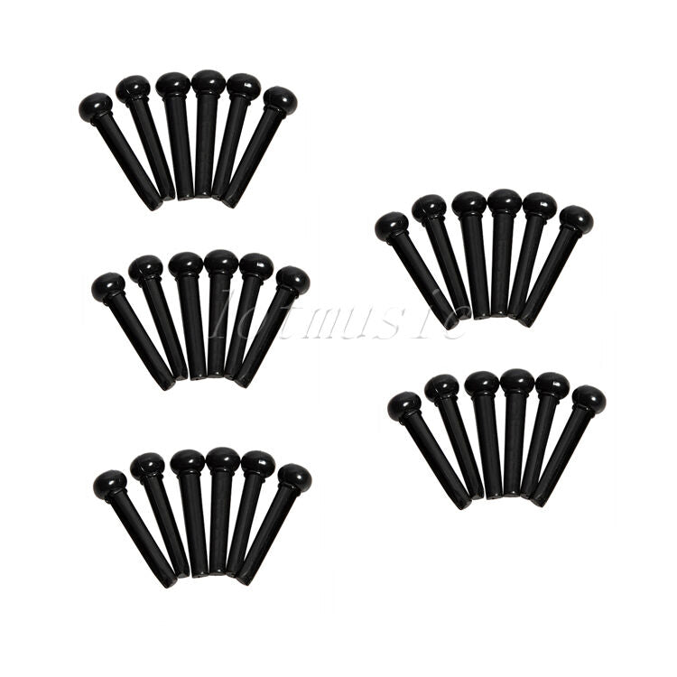 30 Pcs Acoustic Guitar Bridge Pins Black Guitar Parts Plastic Dot Inlay