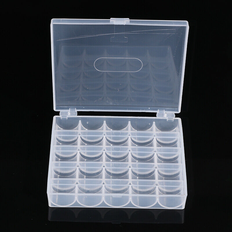 25 Spools Bobbins Sewing Machine Bobbin Case Organizer Storage Clear Box TooBDA