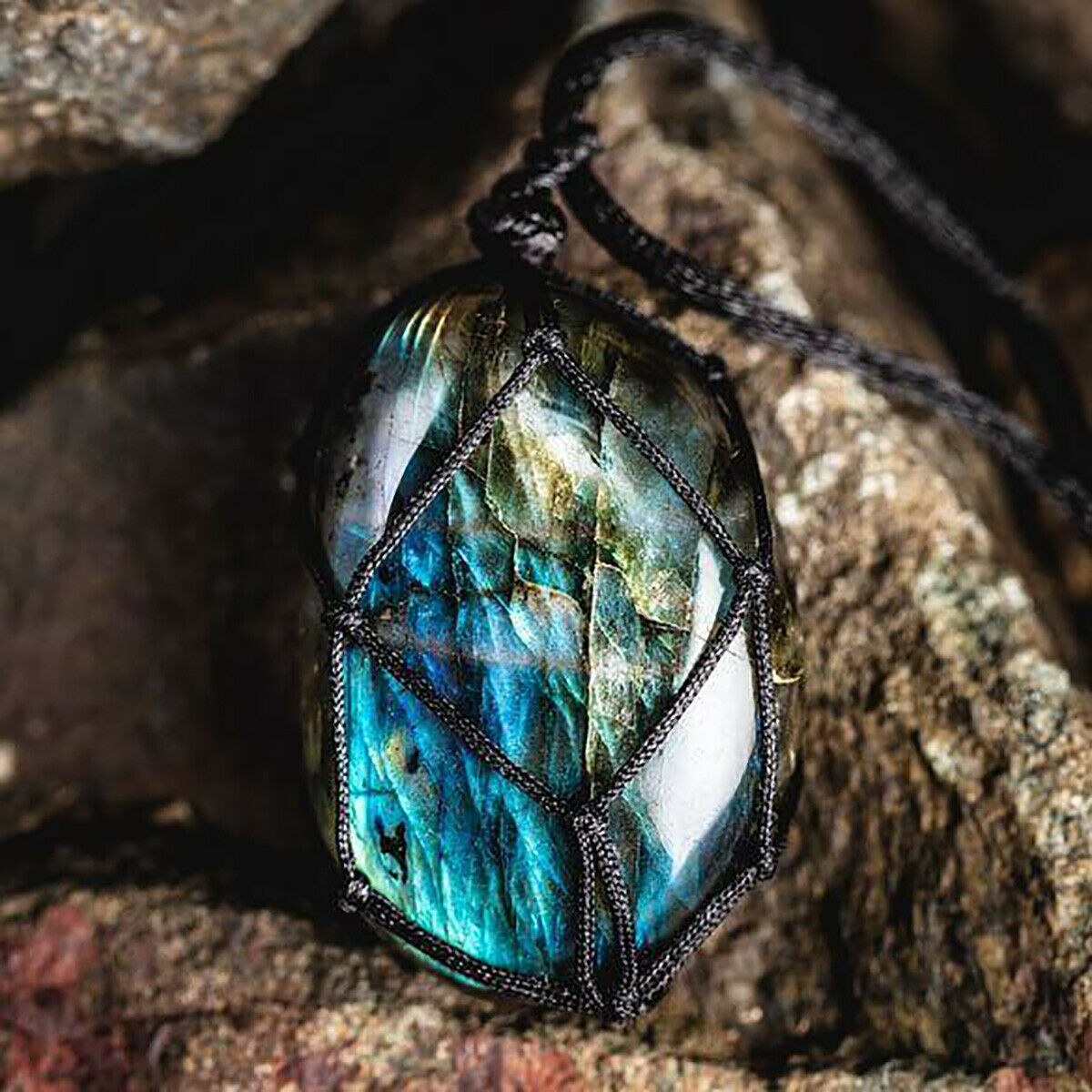 Dragon Heart Labradorite Necklace Natural Stone Women Pendant Stone Dragon Eye