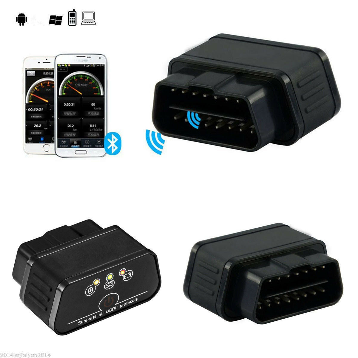 ELM327 KW901 Bluetooth ODB2 OBDII Auto Fault Diagnostic Scanner Code Reader Tool
