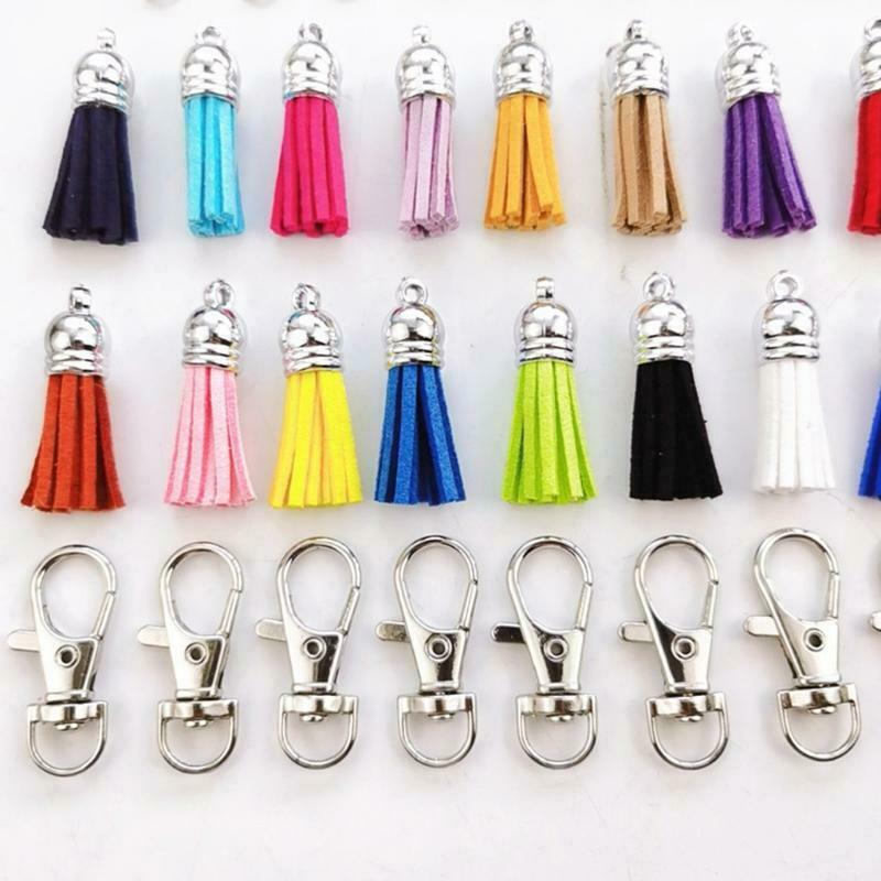 71 Pieces Keychain Hardware Set Colorful Key Chain Making Accessories with Tool