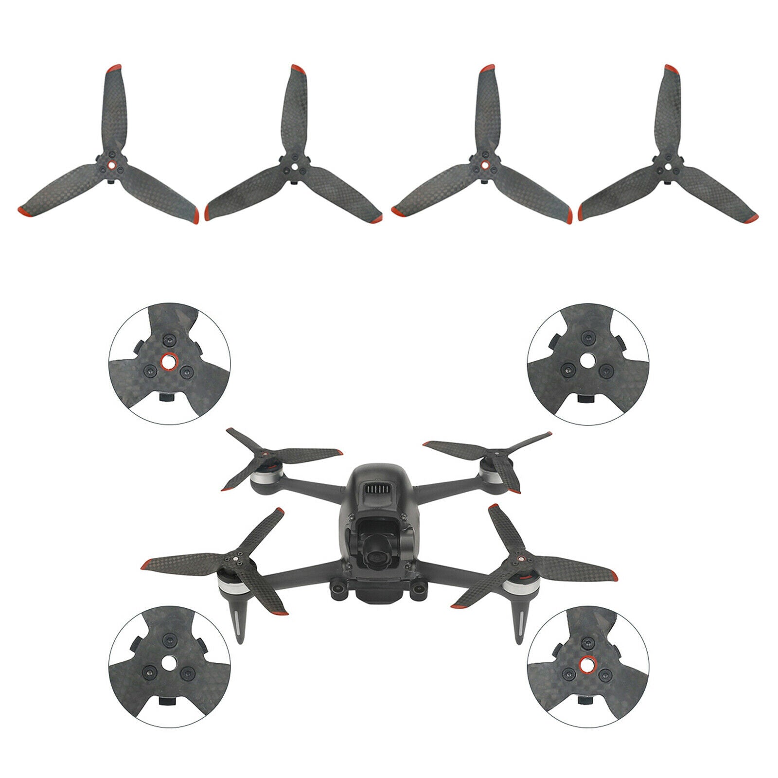 2 Pair Carbon Fiber Replacement Propeller for DJI FPV RC Drones Blade Props