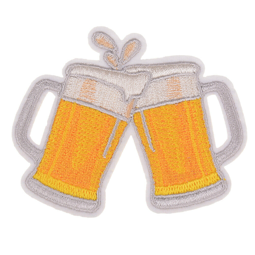 diy embroidery beer badge iron on patch for clothes stickers fabr.l8