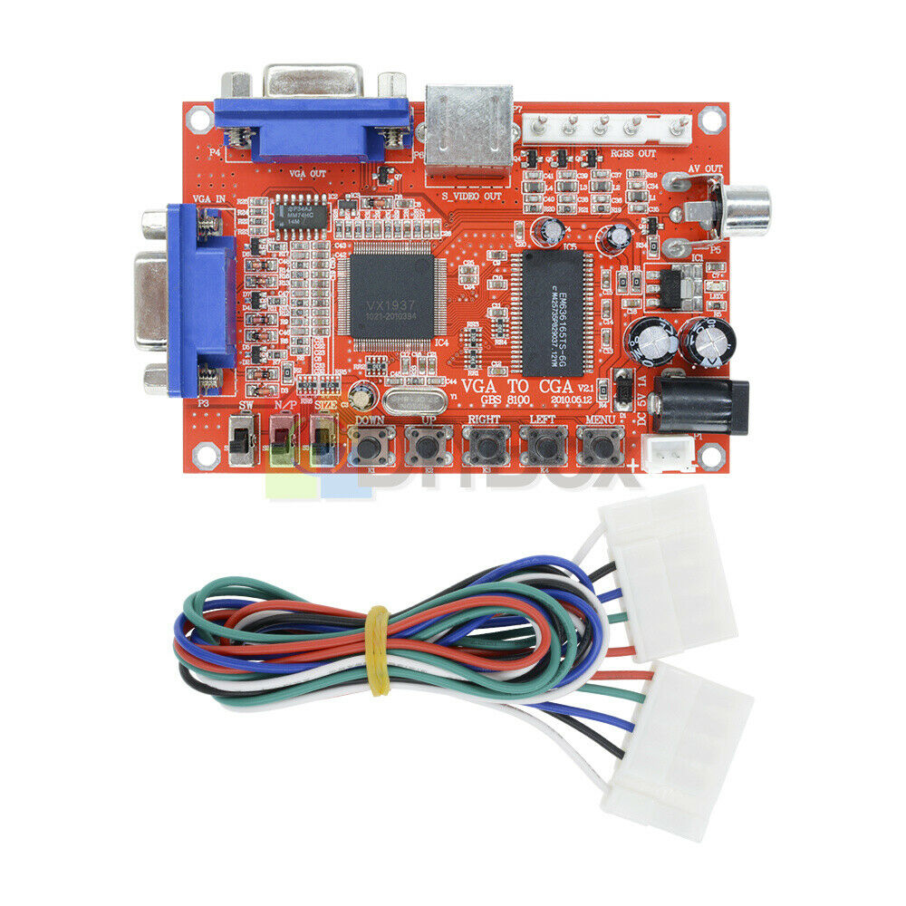 Durable VGA to RGBS/CGA/AV/S-Video Converter Board Arcade Game Multicode w/ Wire