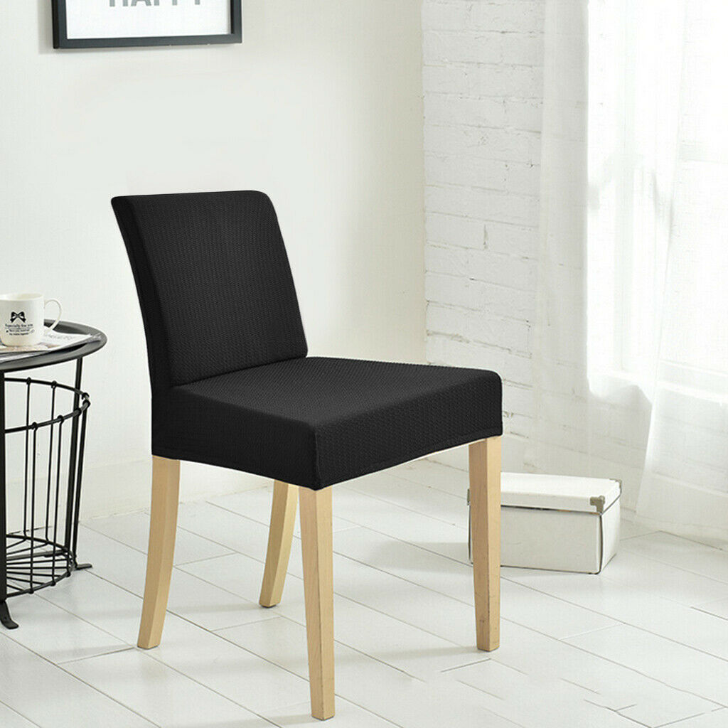 3Pcs Black Universal Low Short Back Chair Stool Seat Cover with Elastic Band for