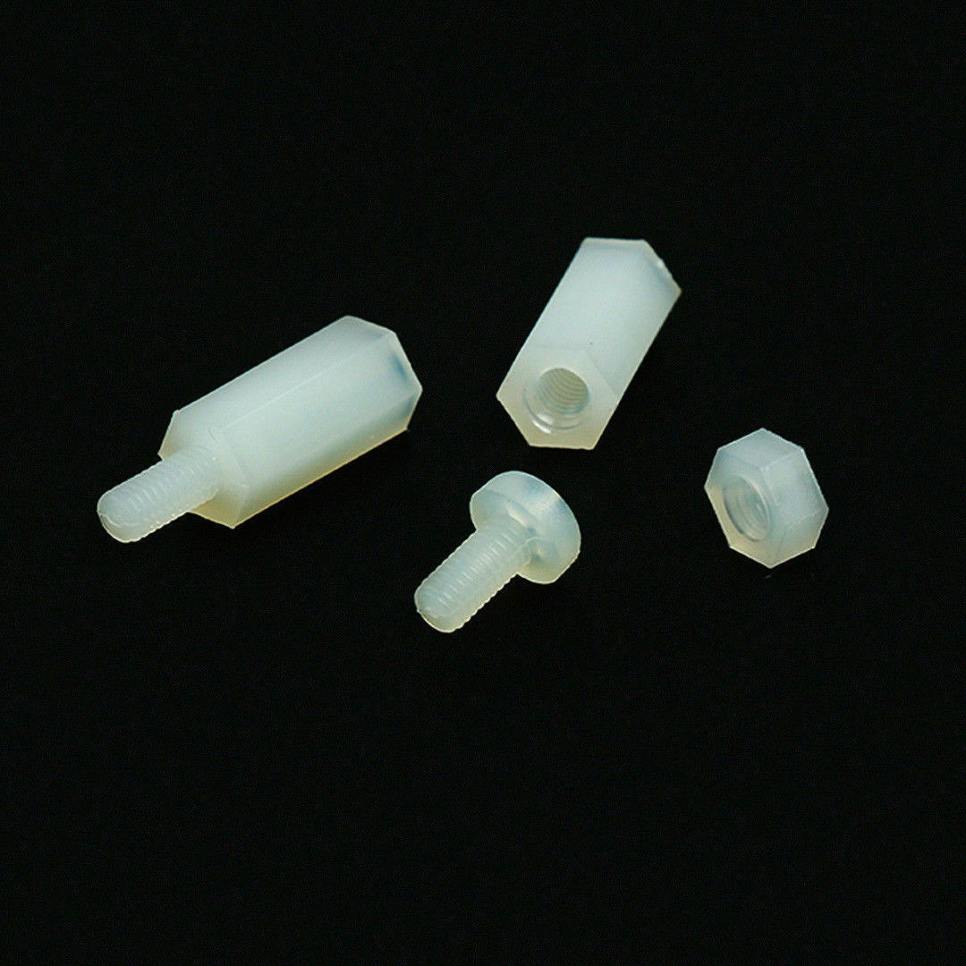 300pcs Nylon Hex M3 Spacers Screw Nut Standoff Male-Female Kit White with Box