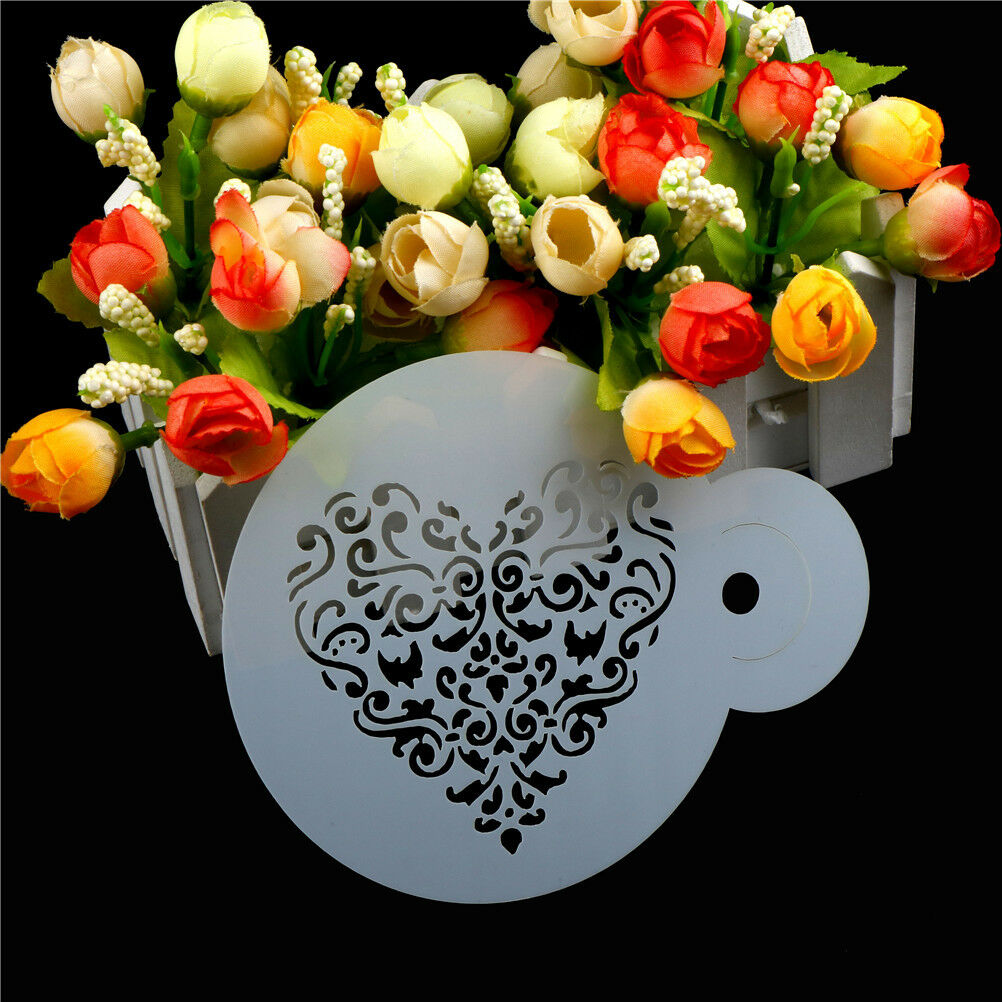Novelty 3PCS/SET Heart Fondant Cake Stencil Cappuccino Cupcake Decoratio.l8