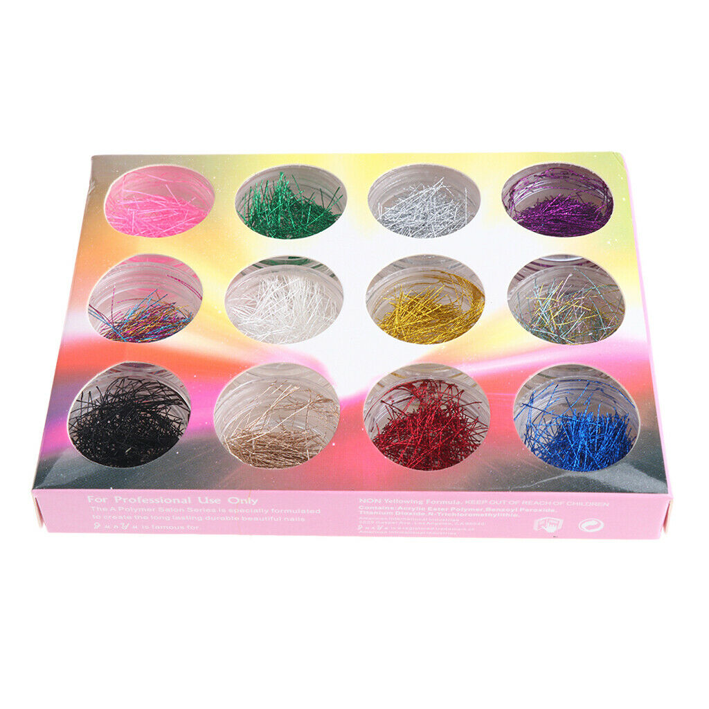 12 Boxes Nail Paillette Chip Foil Nail Glitter Nails Art Foil Slice Wire DIY