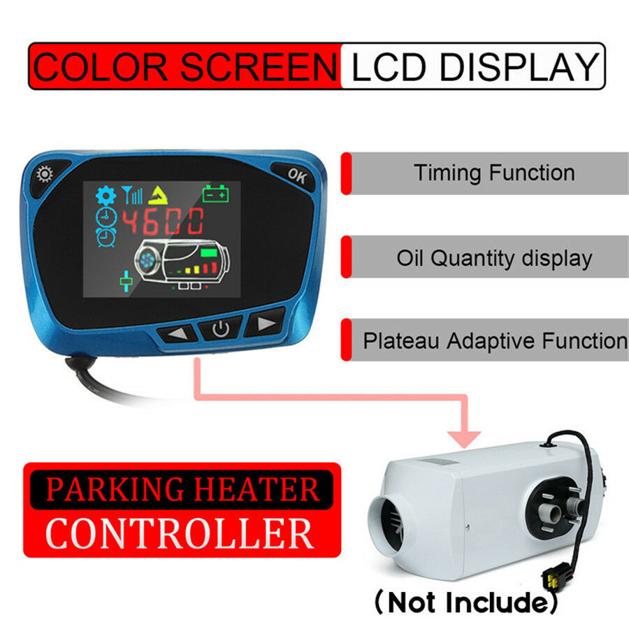Blue 12V/24V LCD Monitor Switch For Car Track Diesels Air Heater Parking Heater