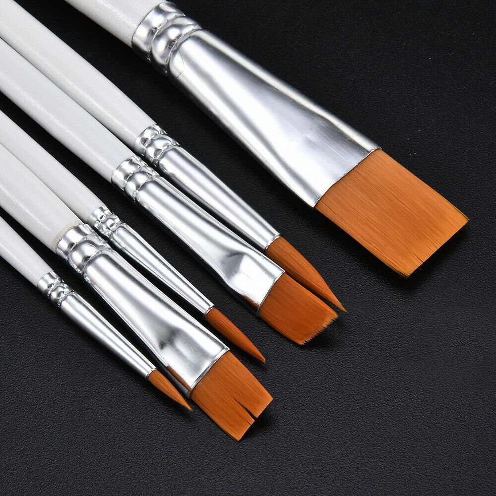 6x Art Painting Brushes Acrylic Oil Watercolor Artist Paint Drawing Brush Tools