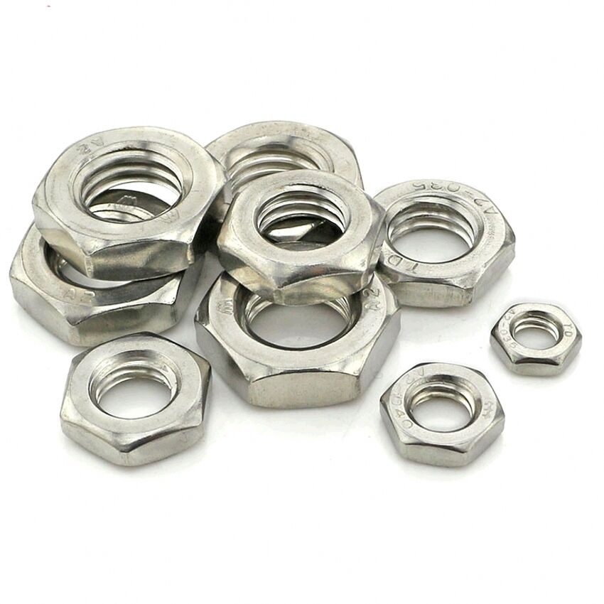 Qty 2 - M12 x 1.75mm Pitch Half Lock Nuts Hex Jam Nuts 304 A2 Stainless Steel
