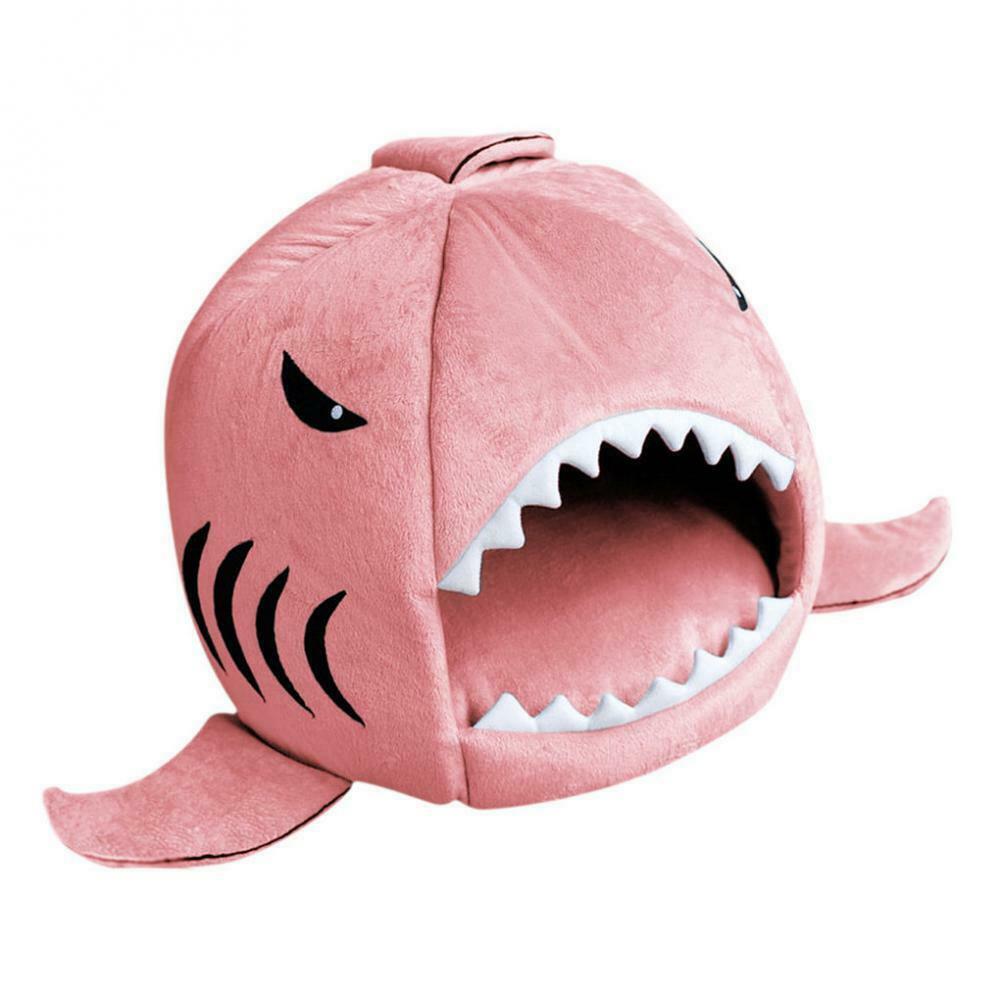 Cat Pet Shark Bed Puppy Dog Cuddly Pillow Mat Nesting Rest Pink