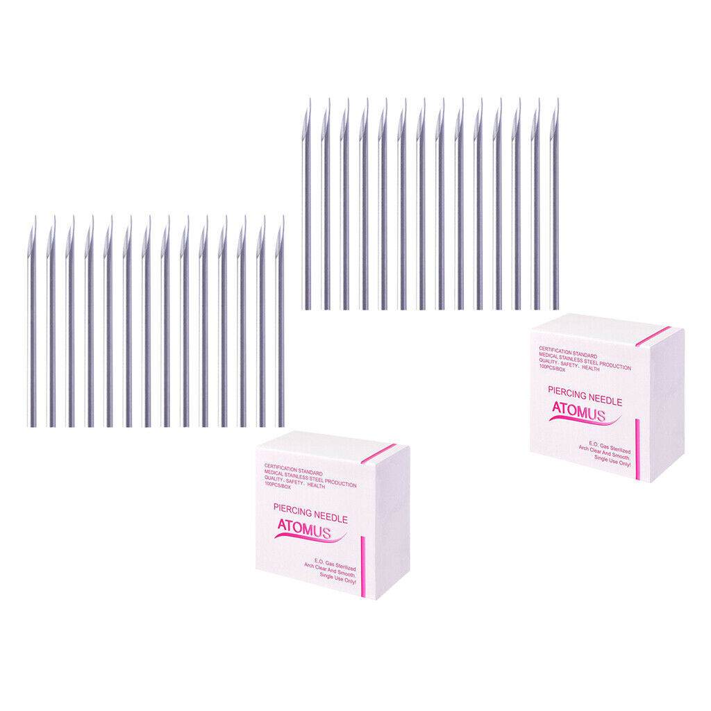 200 Pieces Body Piercing Needles Gauge 16G Sterile Disposable for Lip Navel