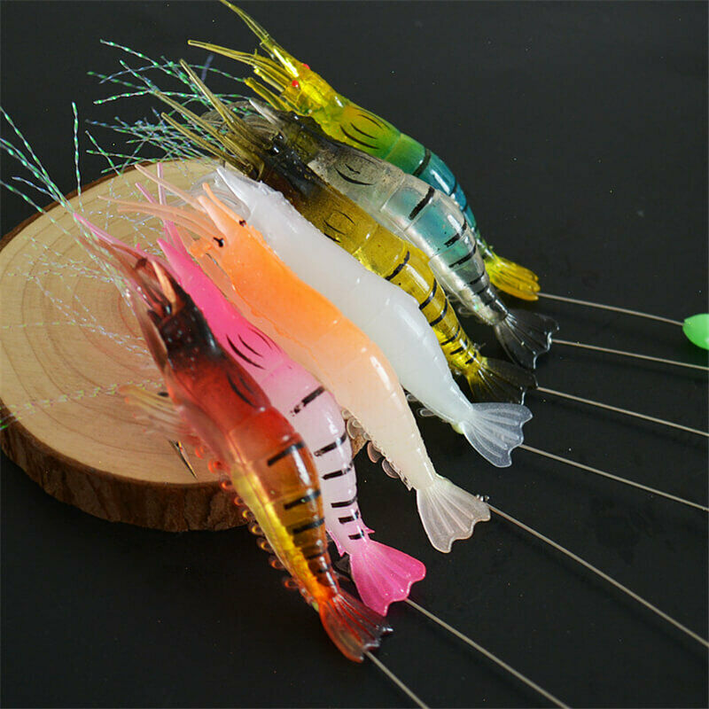 7pcs 8cm/5g Plastic Shrimp Fishing Lure Bait Bionic Swimbait Crankbait w/ Hook