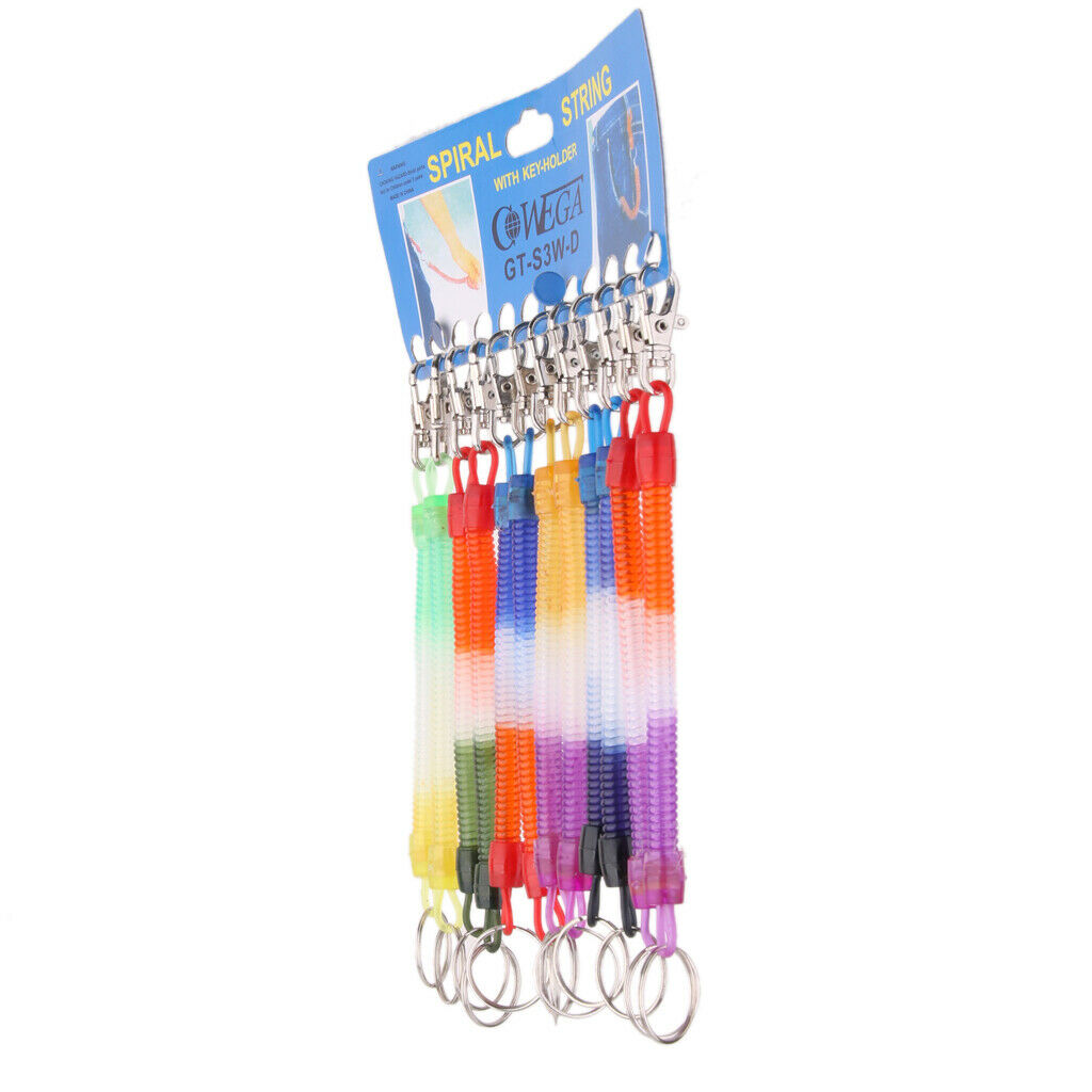 12pcs Retractable Spiral String Key Ring Stretchy Keyring Key Chain Holders