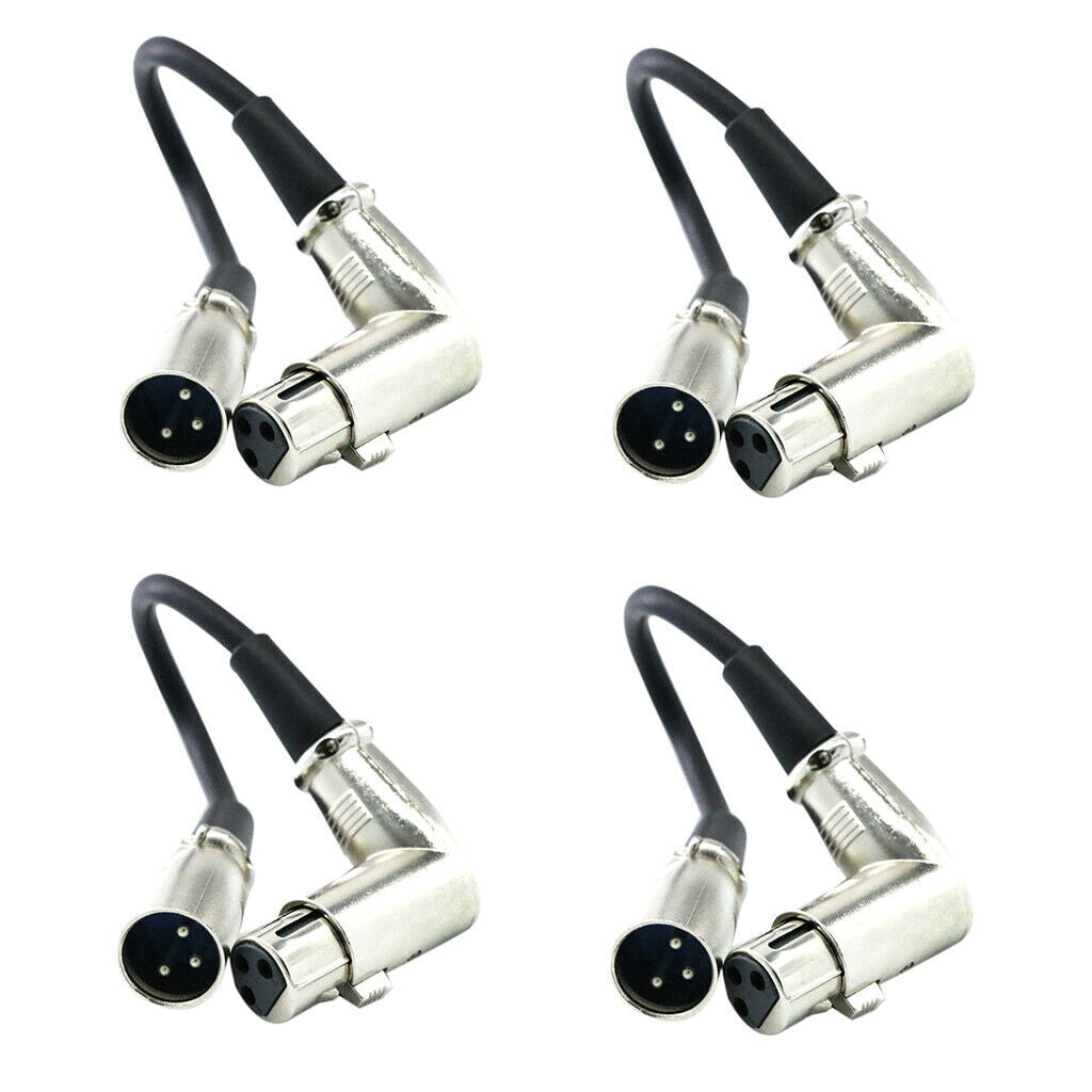 4pcs 3' XLR Right Angle 90 Deg Female to Straight Male Patch Cable Micphone