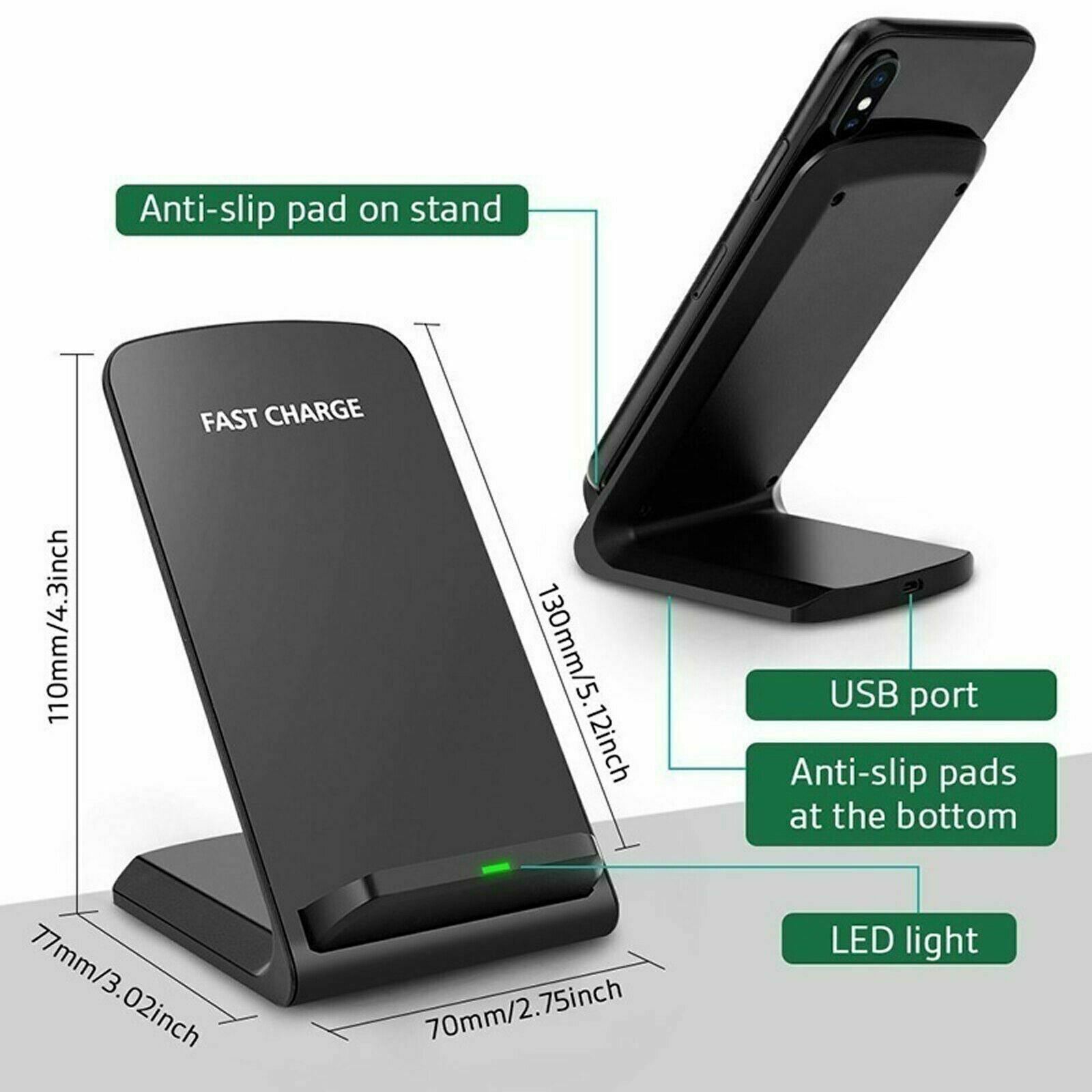 Quick Charge 2.0 10W Dual Coil Qi Wireless Charger Fast Charging Phone Dock Pad