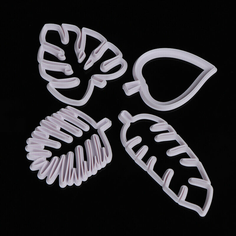 4pc/Set Tropical Leaf Fondant Cake Mold Embossed Candy Biscuits Cookie Cut Lt