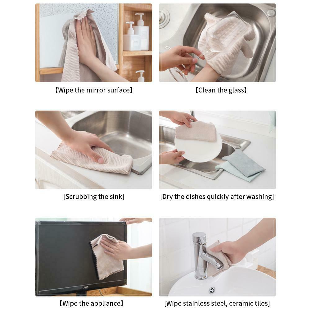 3Pcs Double-faced Fish Scale Glass Cleaning Cloth For Window Glass Bowl Dish