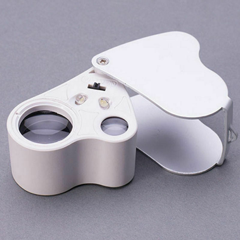 60X-30X Glass Magnifying Magnifier Jeweler Eye Jewelry Loupe Loop with/LED Light
