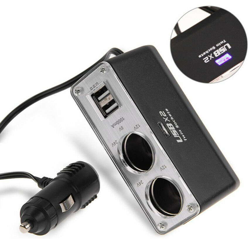 12V Car  Lighter Socket Splitter Dual USB Charger Power Outlet