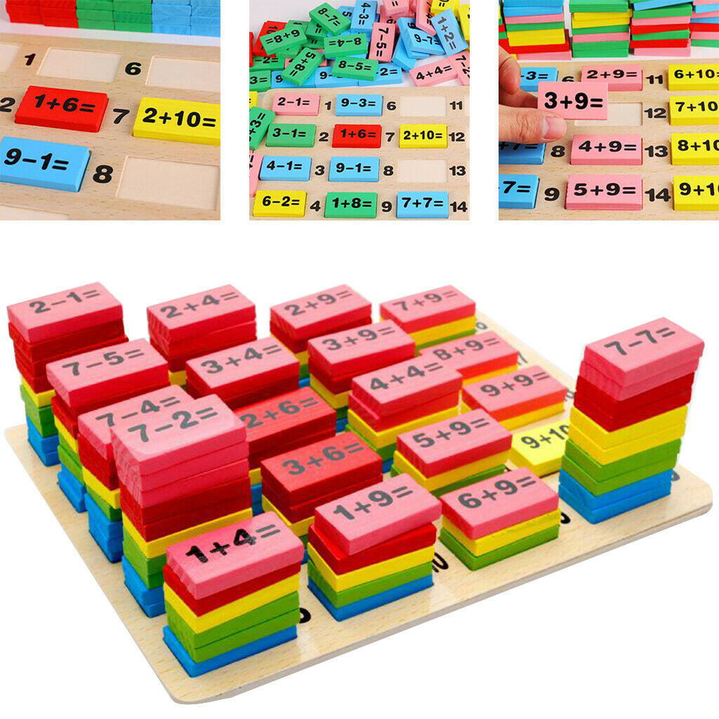 110x Colorful Wooden Math Counting Domino Classroom Mathematics Toys Funny