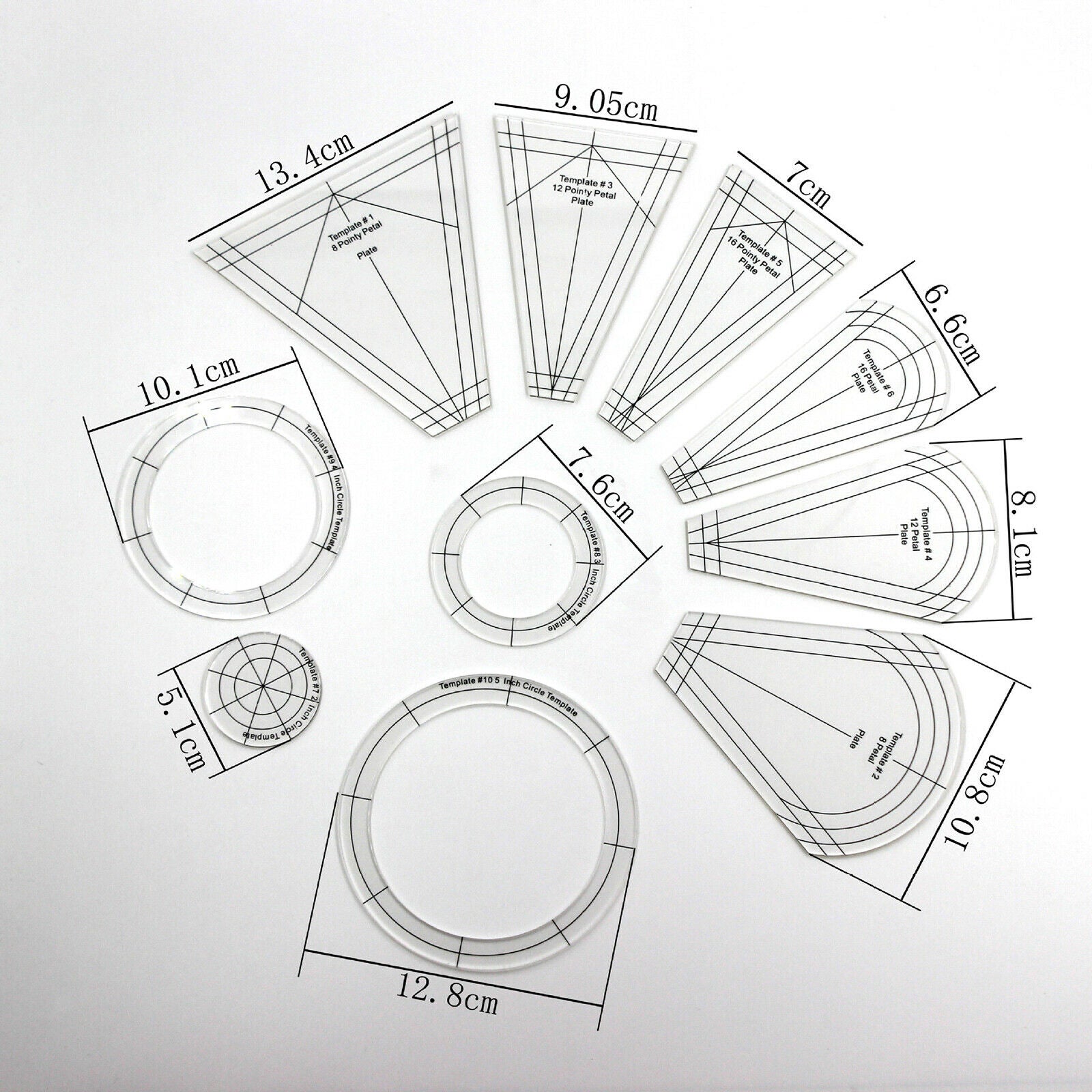10pcs Regular Patchwork Quilt Ruler Plate Template