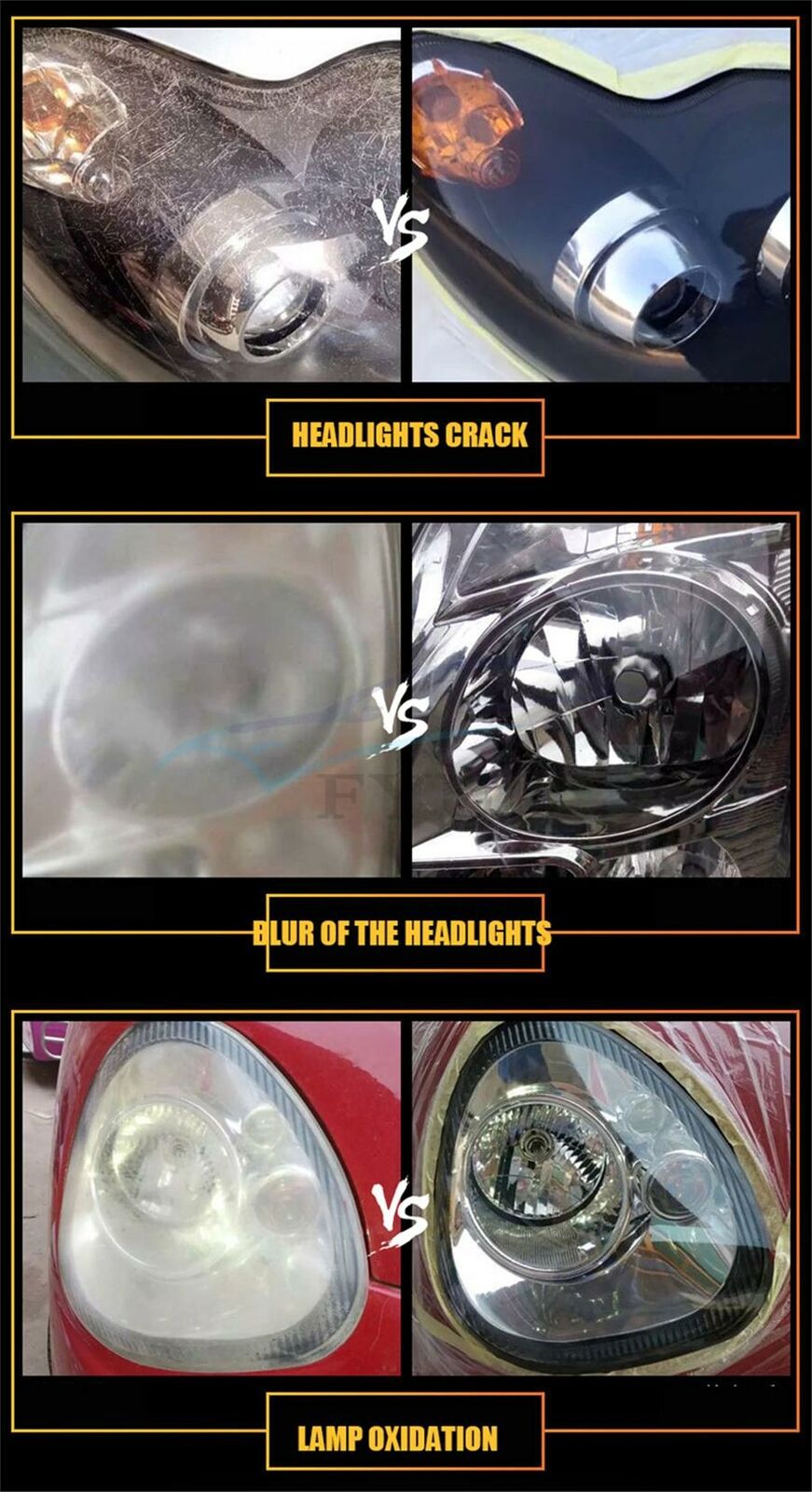 12V Car Headlight Lens Repair Restoration Kit Restorer Atomization Cup+4PC Cover