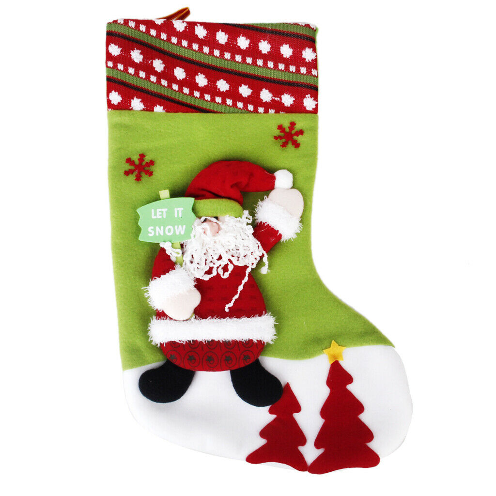 Xmas Holiday Stocking Santa Claus Gift Bag Hanging Sock Indoor