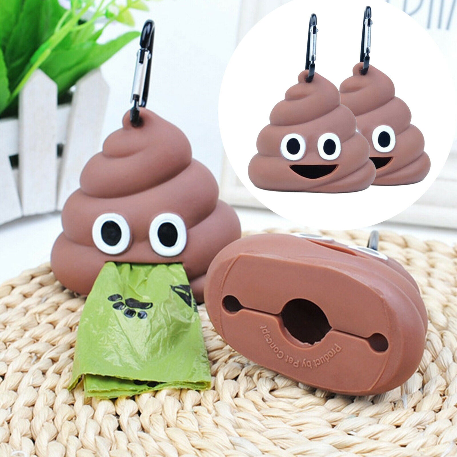2Pcs Pet Waste Bag Dispenser Funny Dog Poop Bags Holder Case Accessories