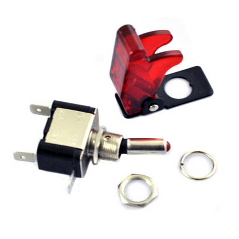 5X 12V 20A Red Cover LED Rocker Toggle Flick Switch SPST ON/OFF Truck Boat 2Pin