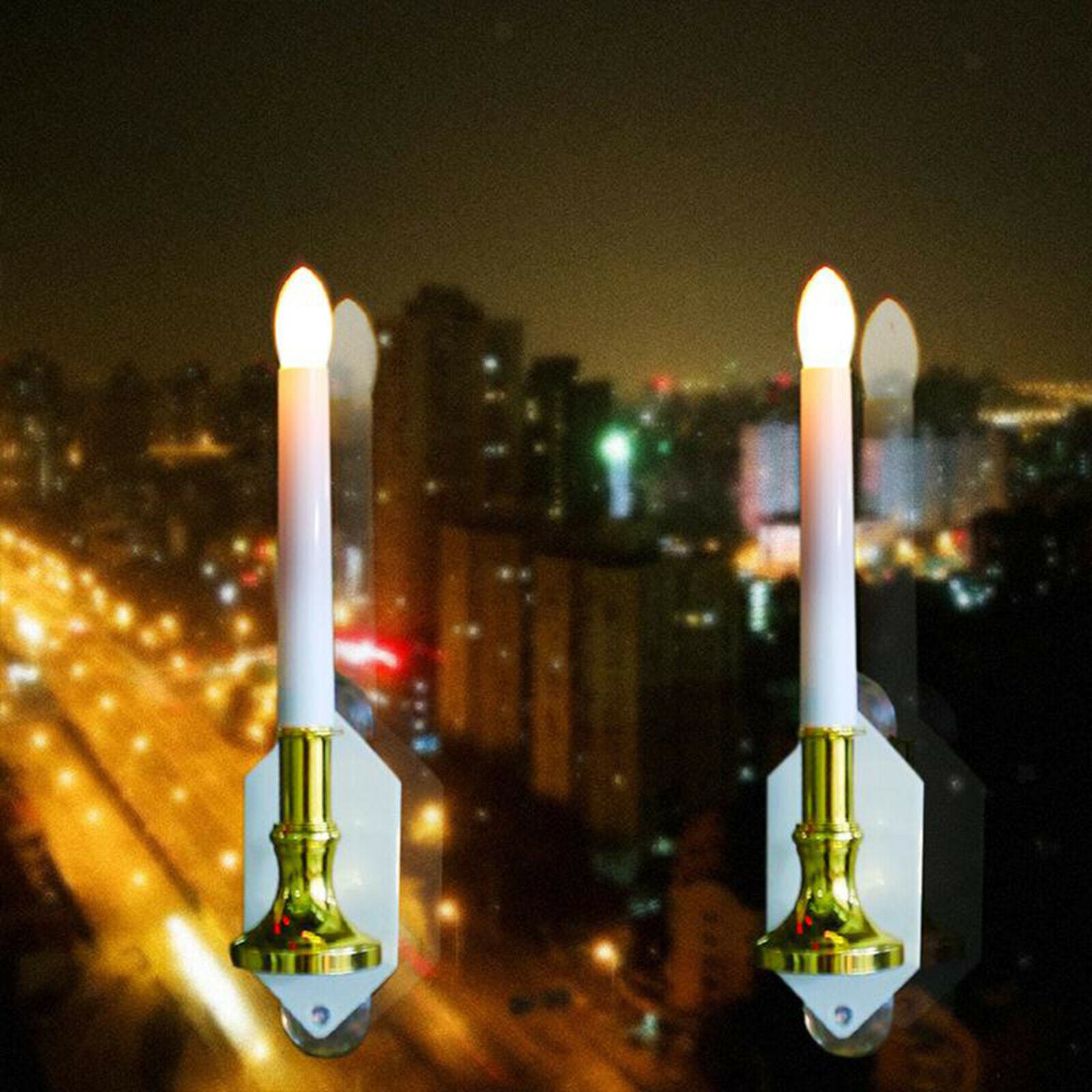 LED Flameless Taper Flickering Window Candle Lights Solar Home Yard Decor